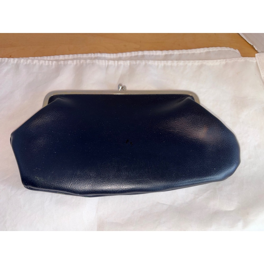 Vintage Navy Blue Kiss Lock Clutch Bag